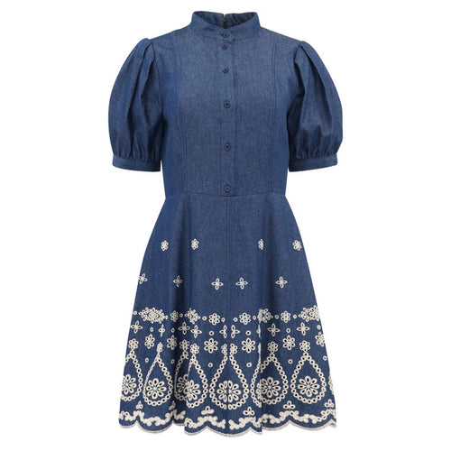 Ellena Dress – Denim/Ivory