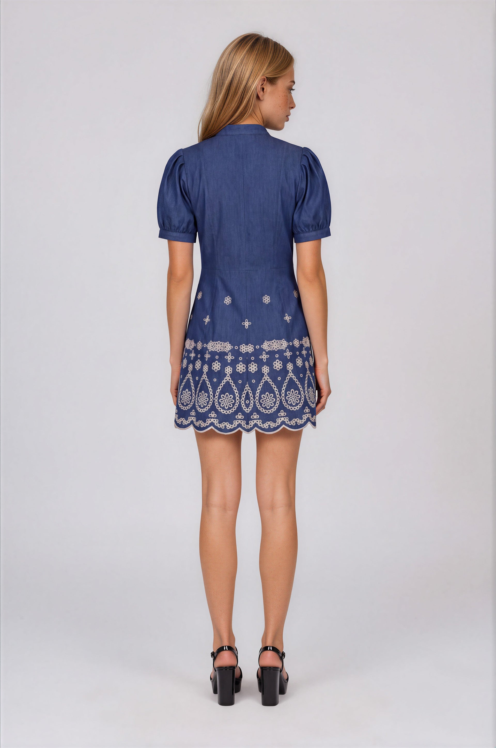 Ellena Dress – Denim/Ivory