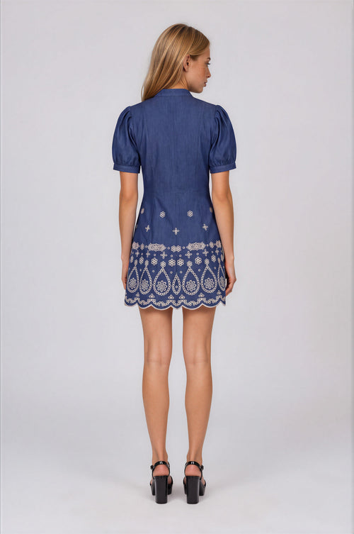 Ellena Dress – Denim/Ivory