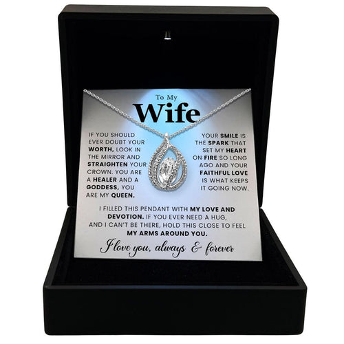 To My Beautiful Wife - I Love You, Always &  Forever - Orbital Birdcage Necklace
