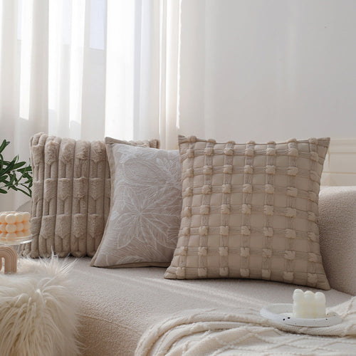 Set of 2 with inserts textured serenity collection - modern plush throw pillows in sage green and ivory with tufted, striped, and quilted patterns