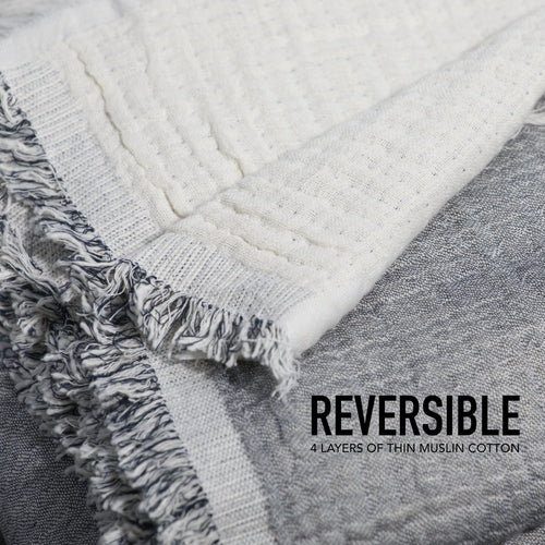 100% Cotton Reversible  Muslin Throw Blankets 60" x 80"