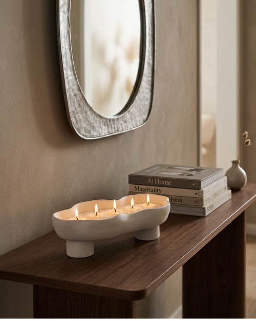BELIEVE CANDLE Scalloped Candle Tray