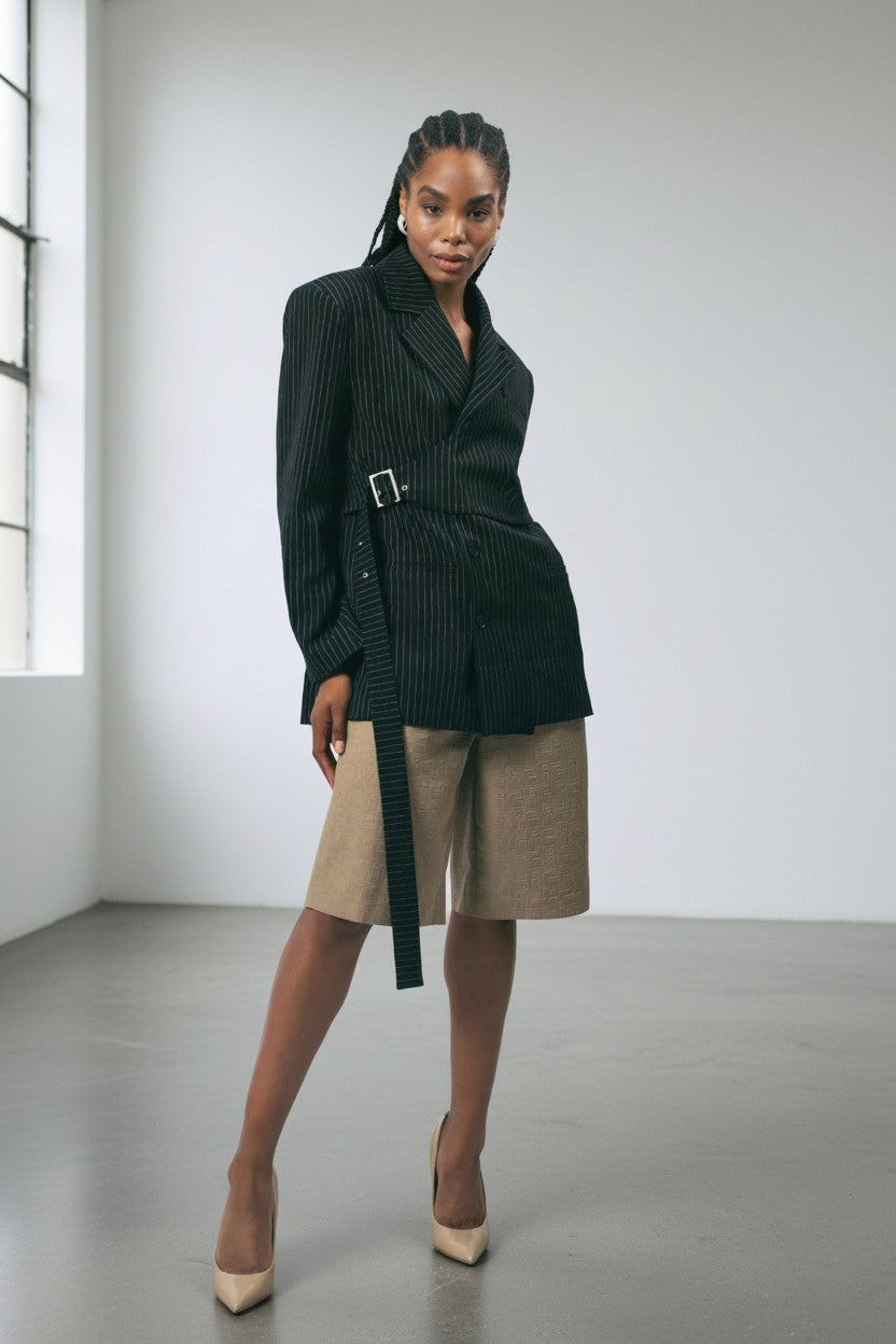 Luna Noir Pinstripe Blazer