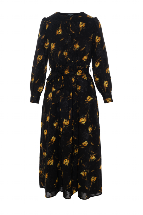 Printed Satin A line Dress