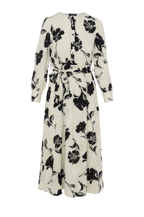 Printed Satin A line Dress