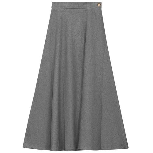 Wool Button Side Midi Skirt