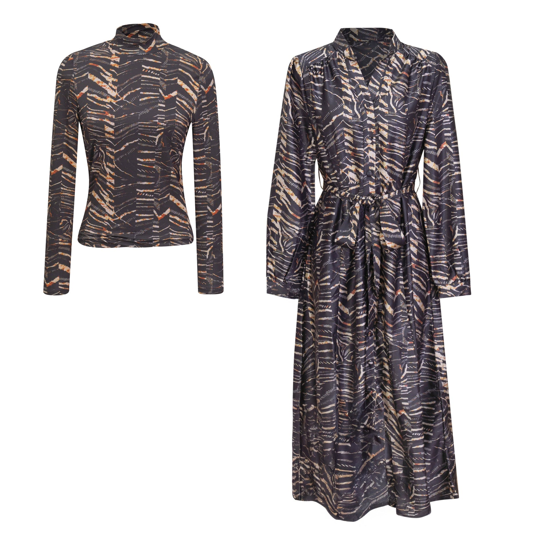 Printed Midi Dress Set