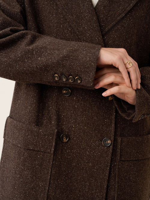 Wool Silk Double-Breasted Lapel Coat SAPPHIRE