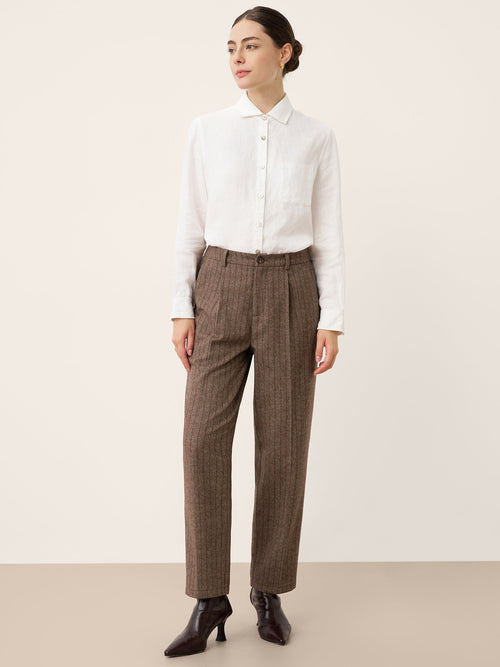 Wool Striped Tapered Tailored Trousers CASSIOPEIA
