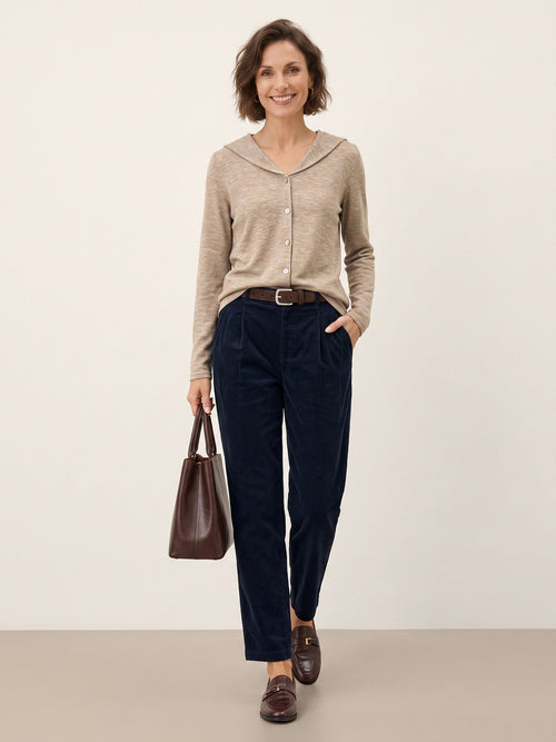 Wool Hooded Collar Shell Button Knit Cardigan SYLVIE