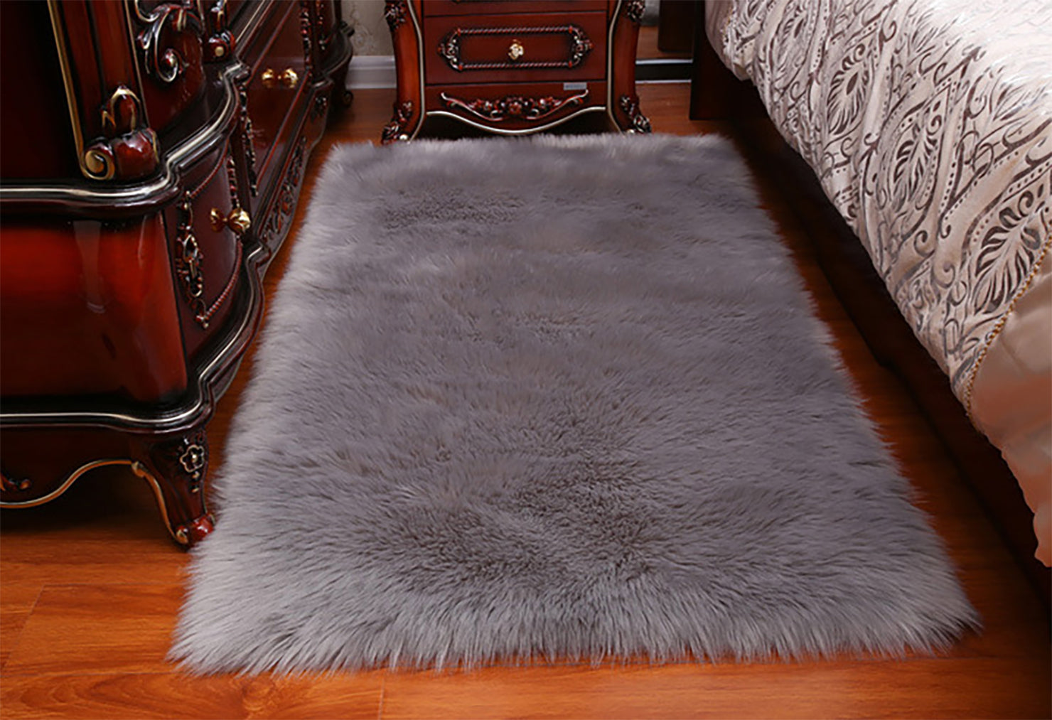 FANCY & STACY Thicken Faux Fur Rugs Plush Carpet area rug options of 4 colors 3 sizes
