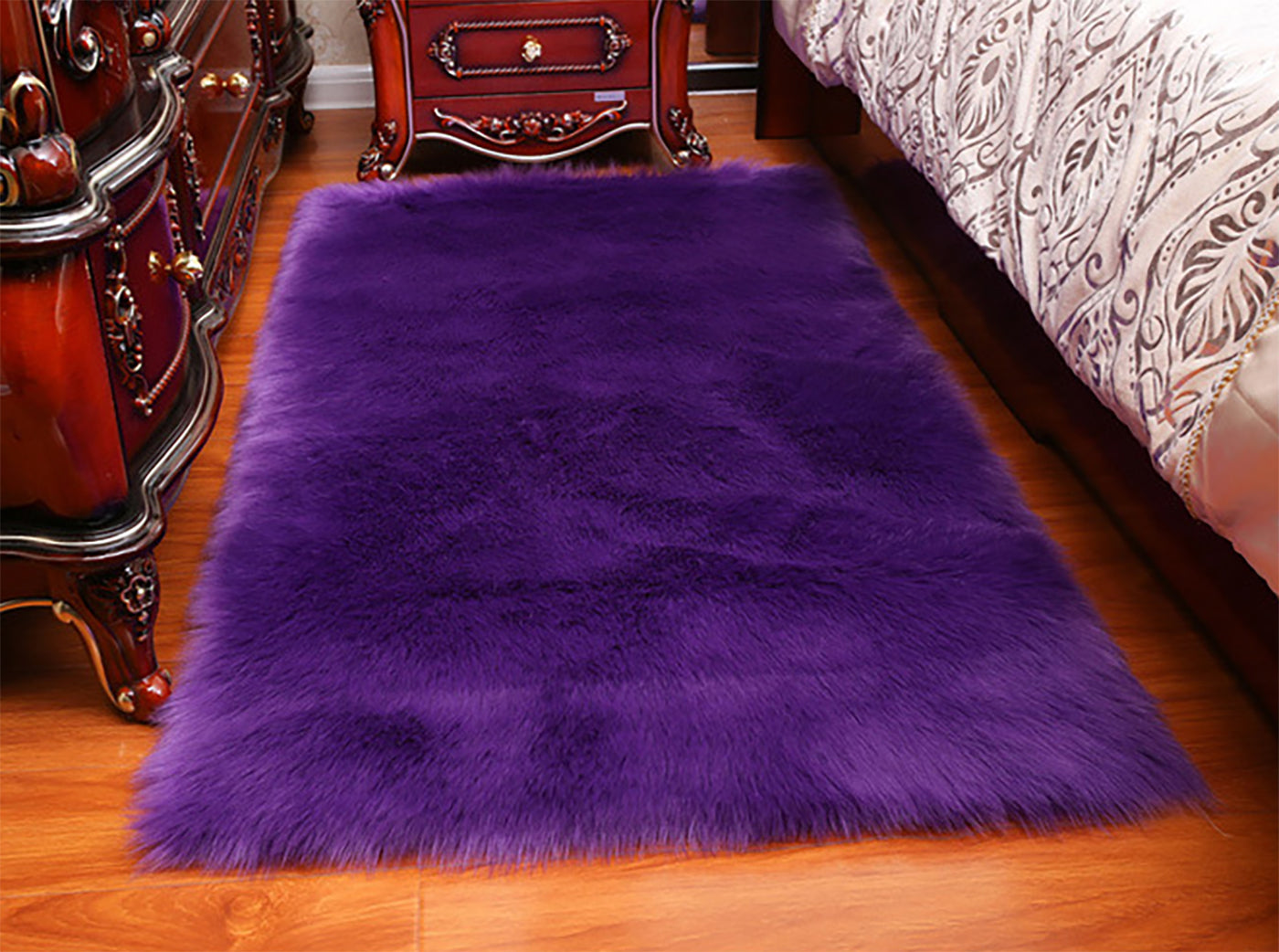 FANCY & STACY Thicken Faux Fur Rugs Plush Carpet area rug options of 4 colors 3 sizes