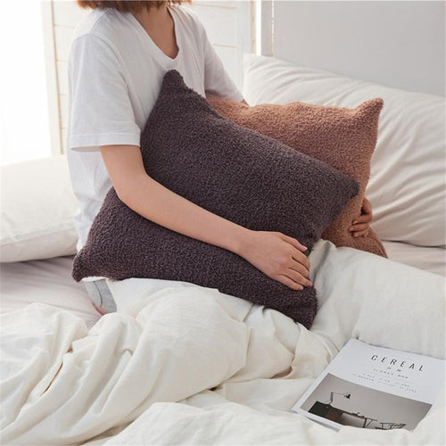 18"x18" Teddy Faux Fluffy Solid Color FULL set of Throw Pillow (With  Insert)