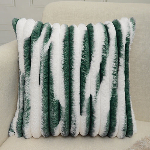 18"x18" Ribbed Ombre Faux Fur Pillow 5 Colors – Ultra-Soft Two-Tone Design Luxury Textured Accent Insert Included