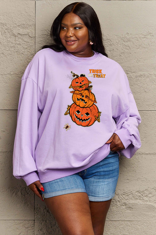 SIMPLY LOVE Full Size "TRICK OR TREAT" Graphic Sweatshirt