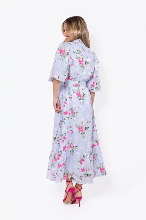 Alice Dress Short Sleeve (Light Blue Flower)