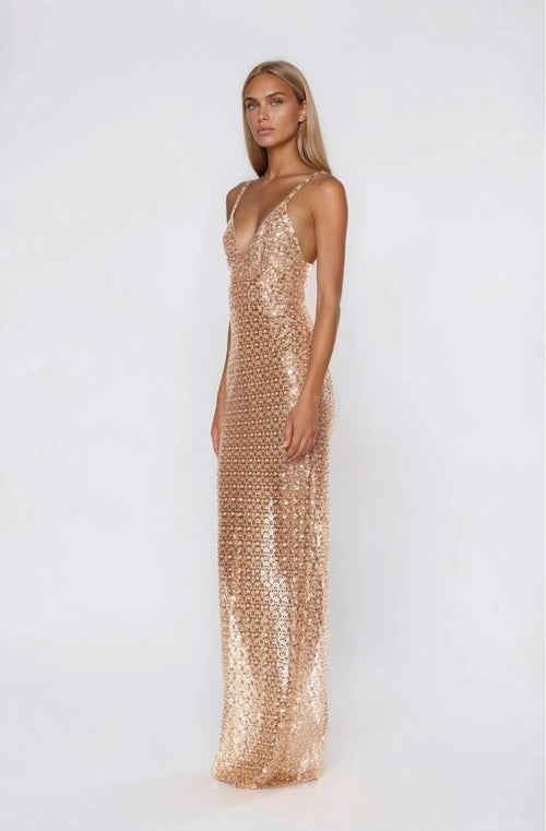 Allegra Sequin Maxi Dress - Gold