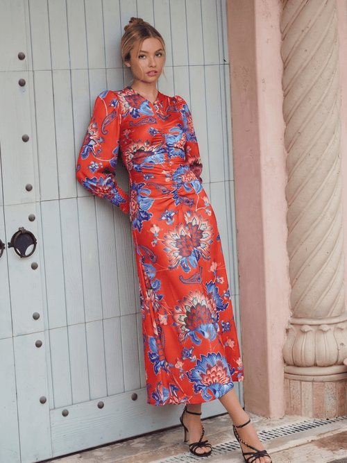 Audrey Dress Long Sleeve (Red/Blue)