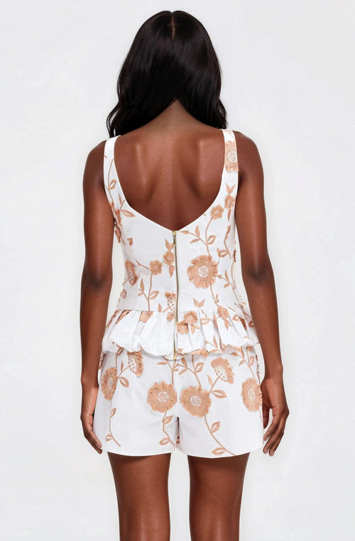 Botanical Poplin Mini Skirt – Off White (Final Sale)