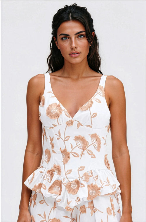 Botanical Poplin Top – Off White (Final Sale)