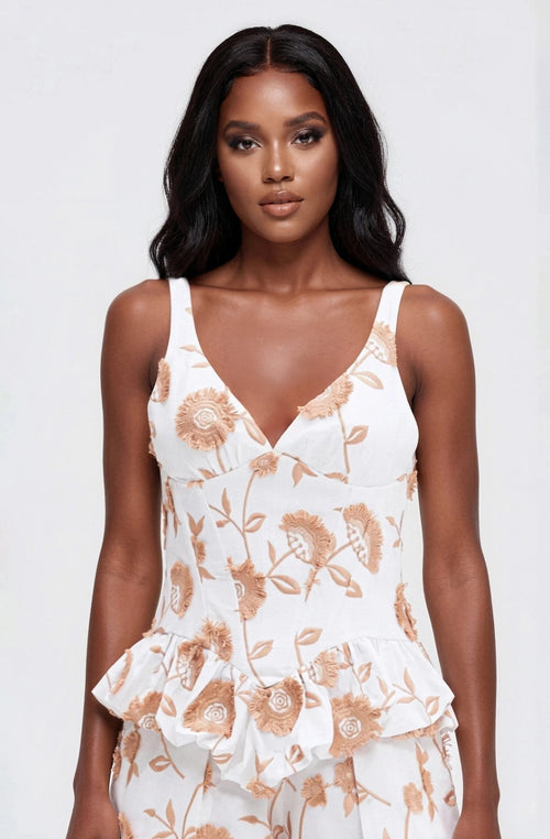 Botanical Poplin Top – Off White (Final Sale)
