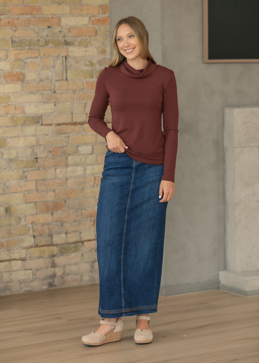 Inherit & Co. Women's Bria Dark Wash Denim Maxi Skirt