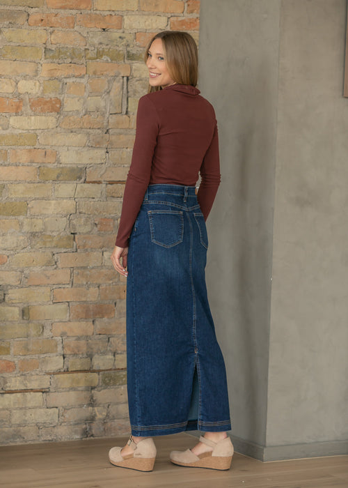 Inherit & Co. Women's Bria Dark Wash Denim Maxi Skirt