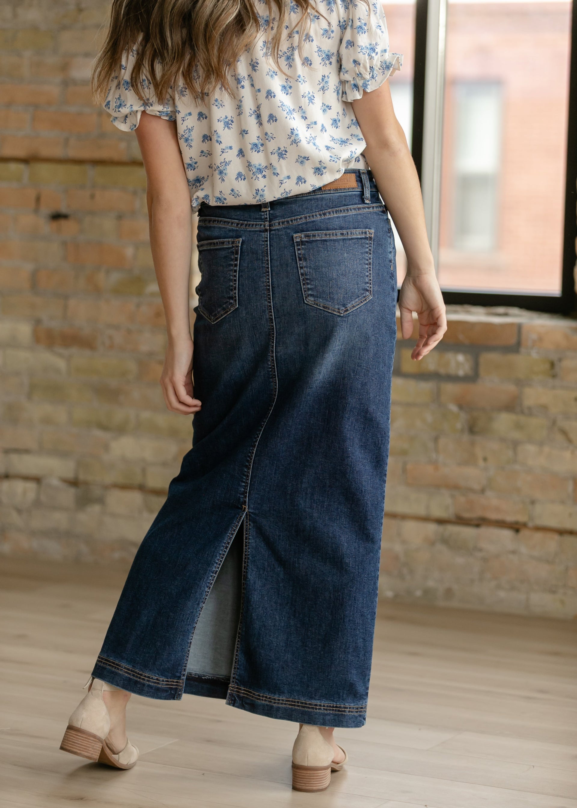 Inherit & Co. Women's Bria Dark Wash Denim Maxi Skirt