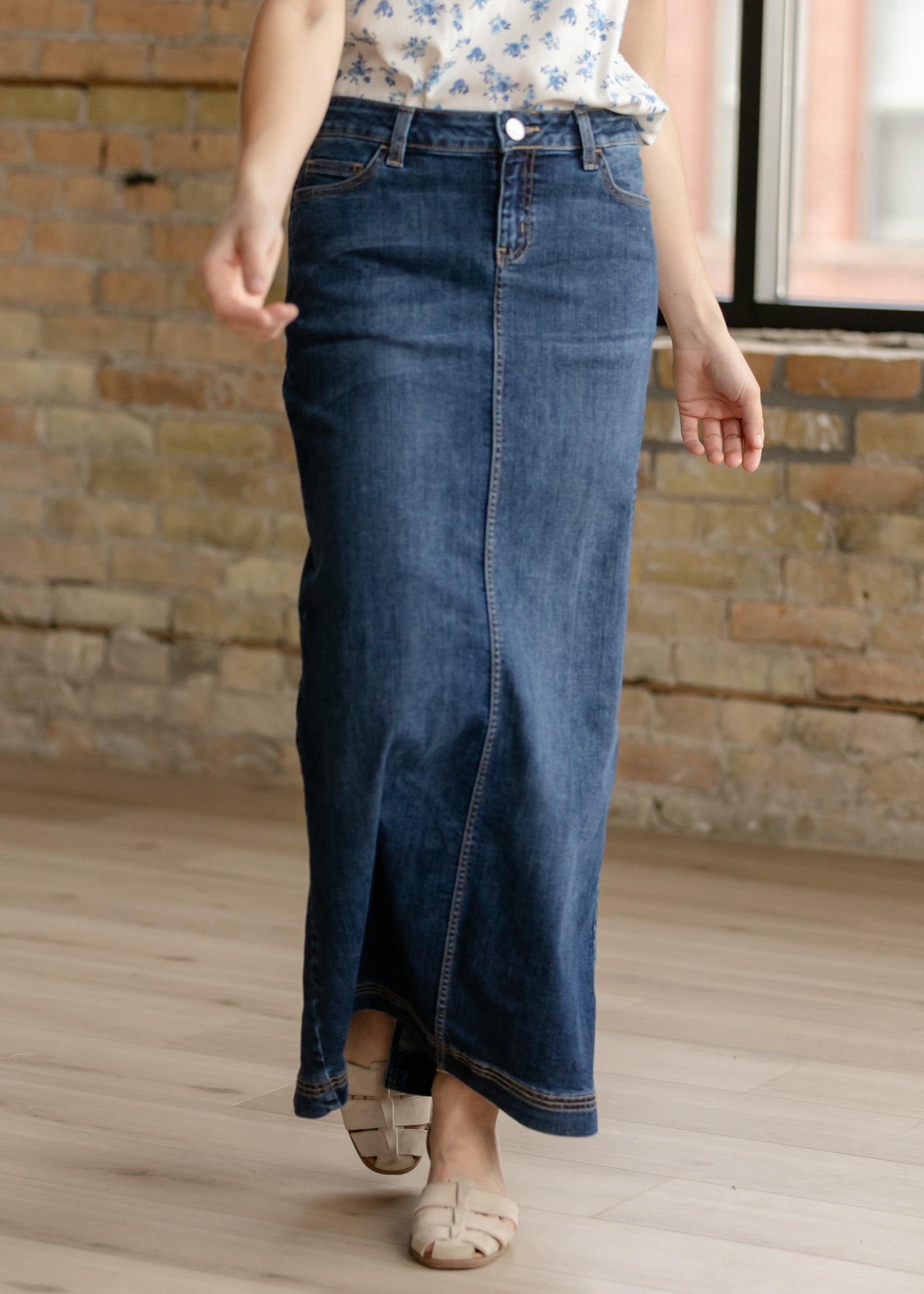 Inherit & Co. Women's Bria Dark Wash Denim Maxi Skirt