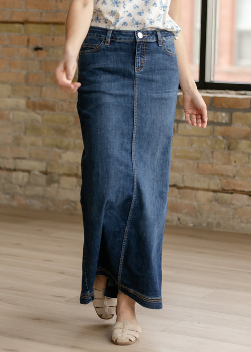 Inherit & Co. Women's Bria Dark Wash Denim Maxi Skirt
