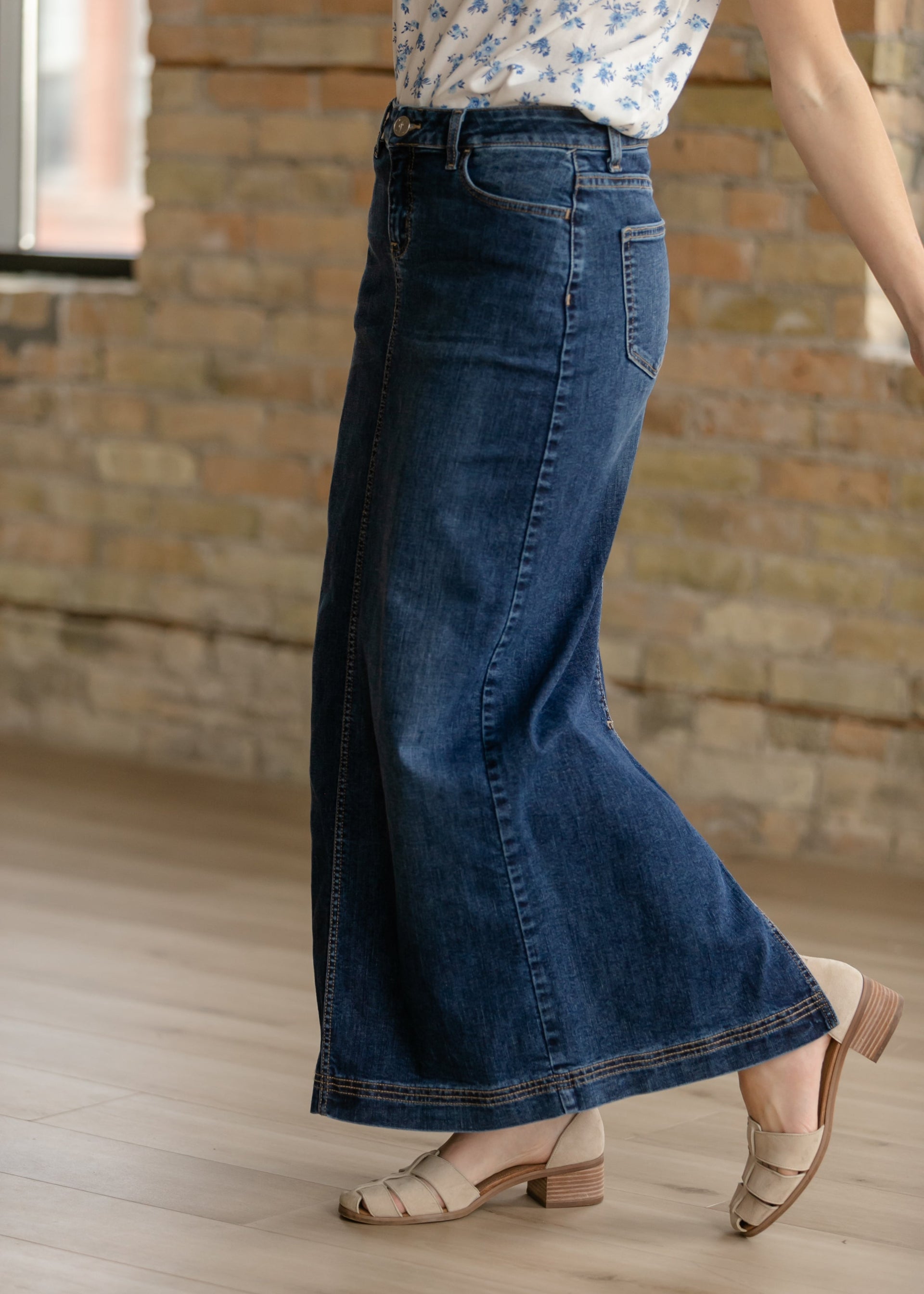 Inherit & Co. Women's Bria Dark Wash Denim Maxi Skirt