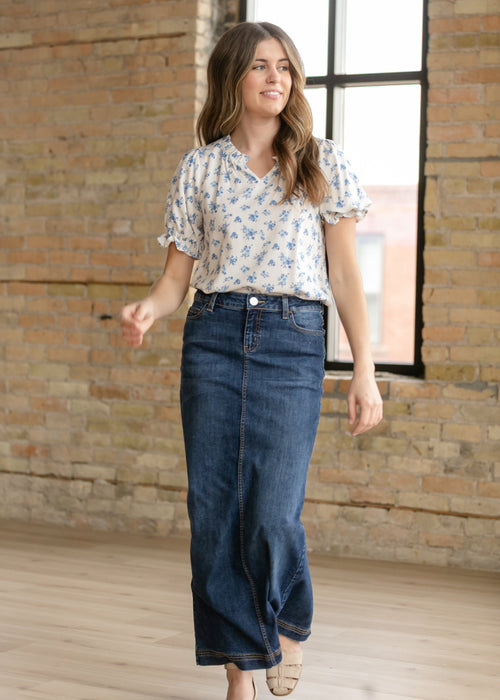 Inherit & Co. Women's Bria Dark Wash Denim Maxi Skirt