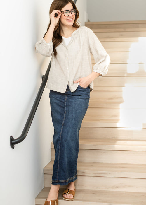 Inherit & Co. Women's Bria Dark Wash Denim Maxi Skirt