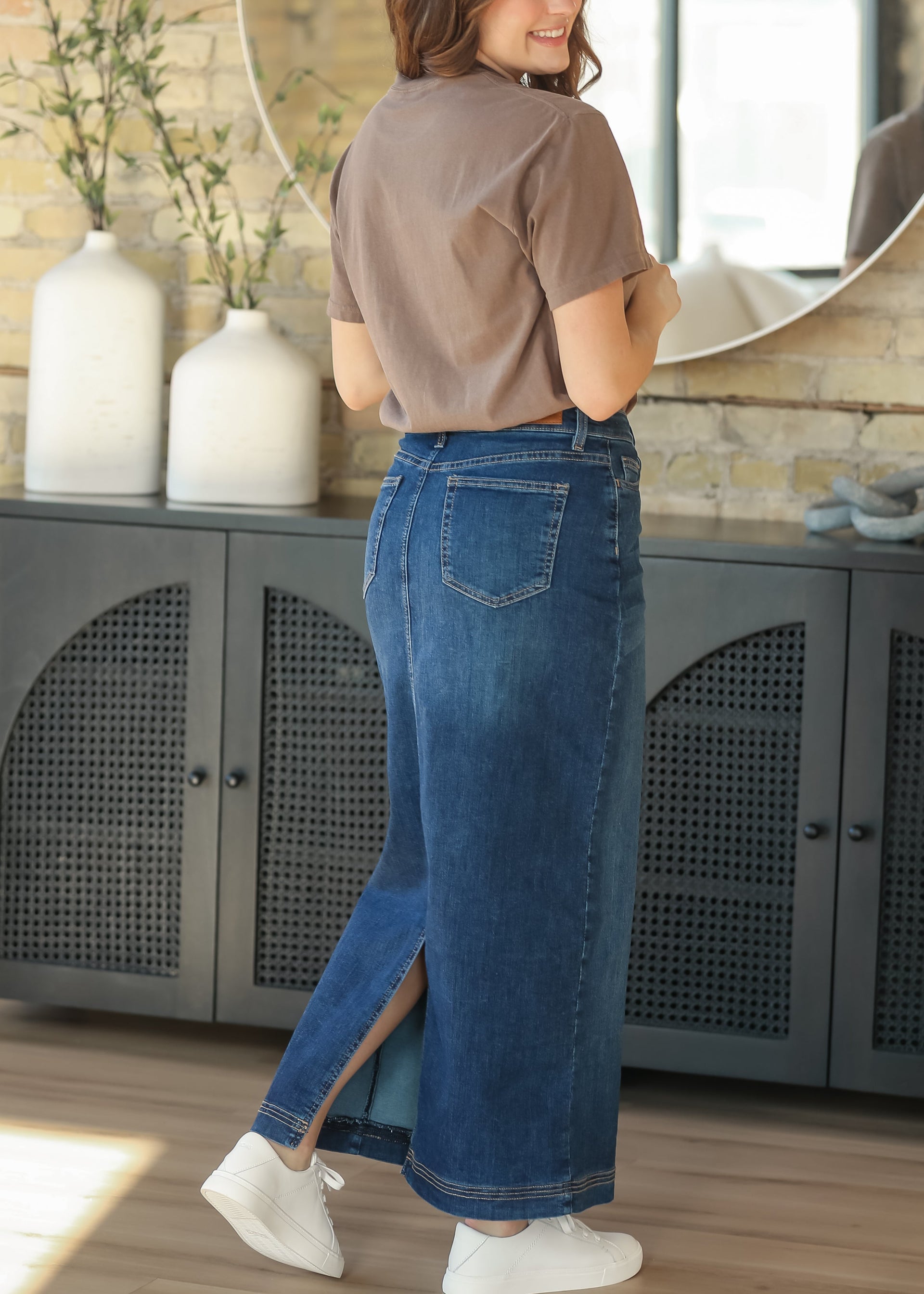 Inherit & Co. Women's Bria Dark Wash Denim Maxi Skirt