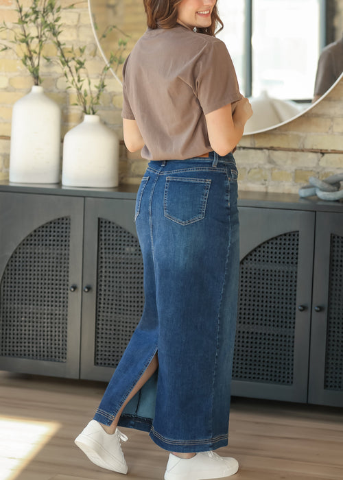 Inherit & Co. Women's Bria Dark Wash Denim Maxi Skirt