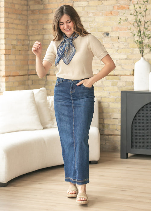Inherit & Co. Women's Bria Dark Wash Denim Maxi Skirt