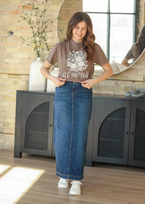 Inherit & Co. Women's Bria Dark Wash Denim Maxi Skirt