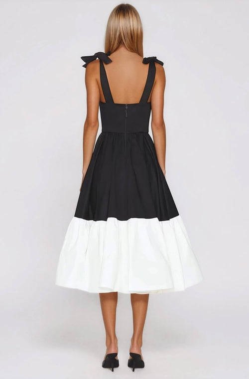 Catalina Midi Dress – Black/Beige