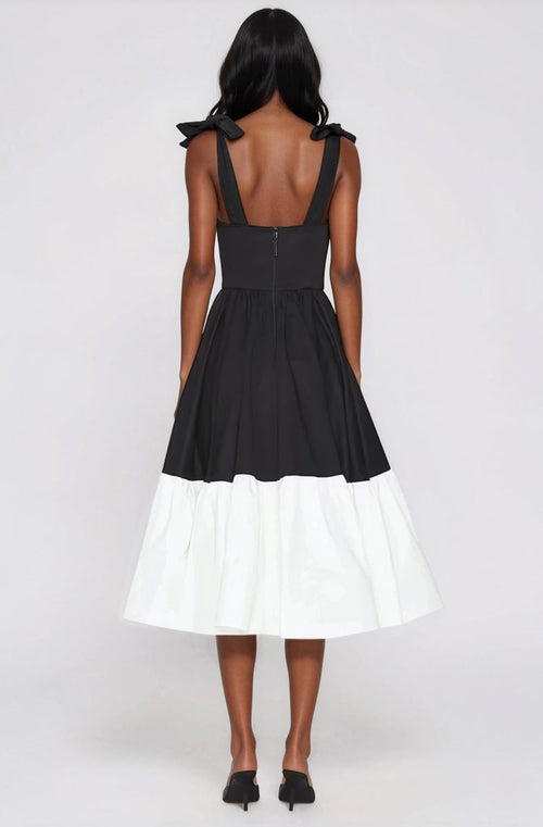 Catalina Midi Dress – Black/Beige