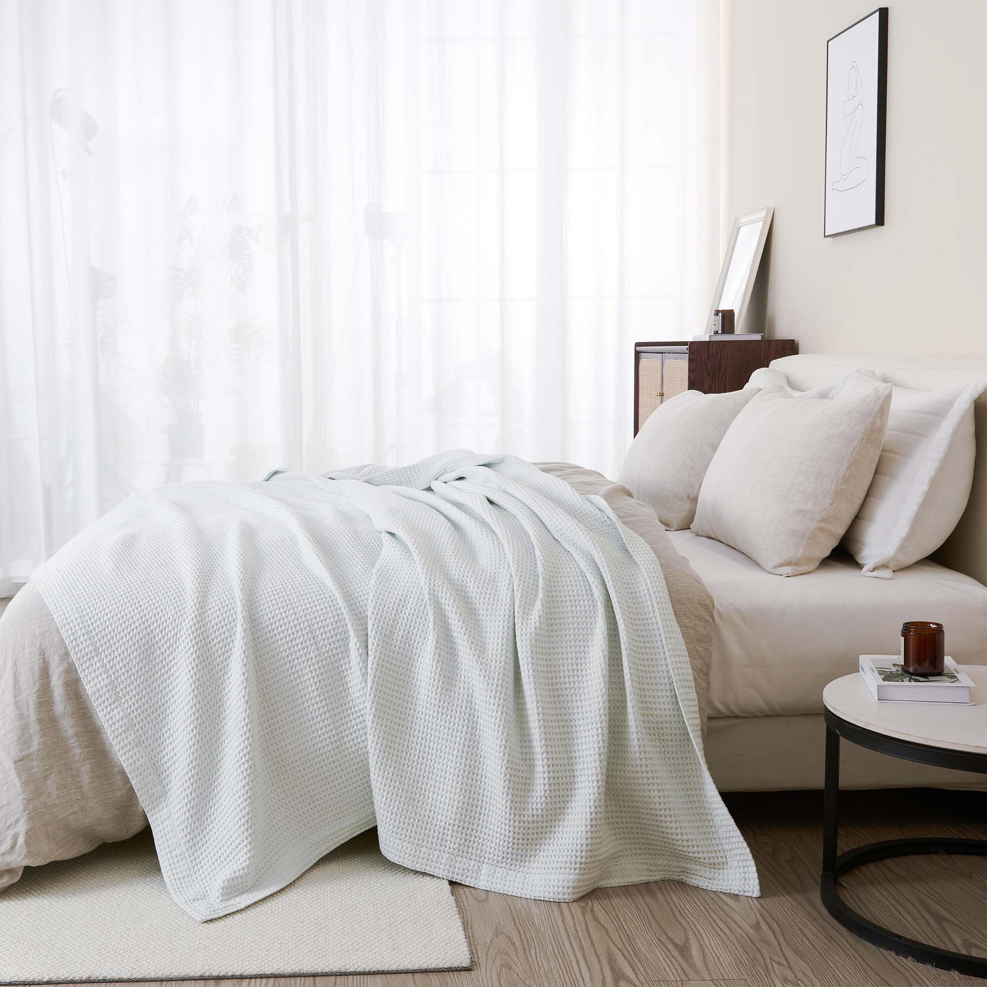 100% Cotton Waffle Weave Blanket - Mikala Collection