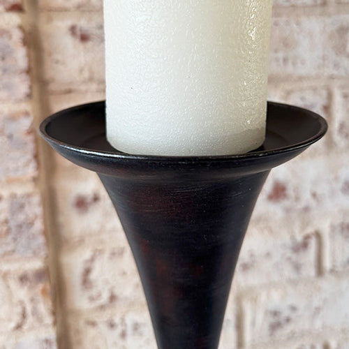 Tall Flared Black Iron Candle Holders, Set of 3