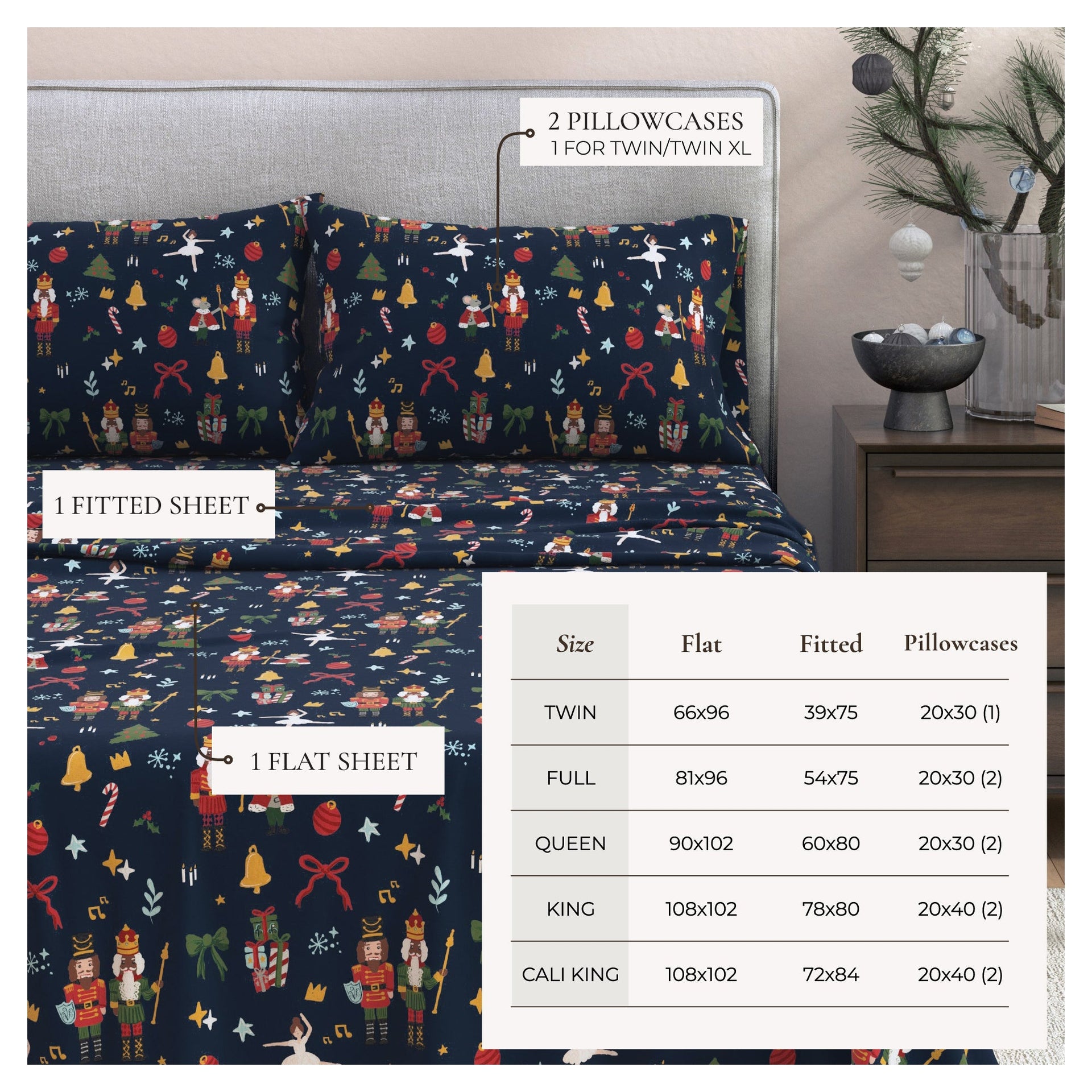 Turkish Cotton Christmas Flannel Sheet - Whittaker Collection