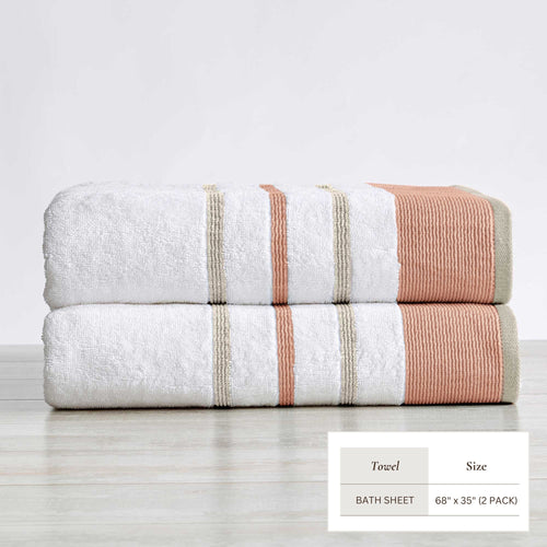 Decorative Cotton Stripe Bath Towel Set - Noelle Collection
