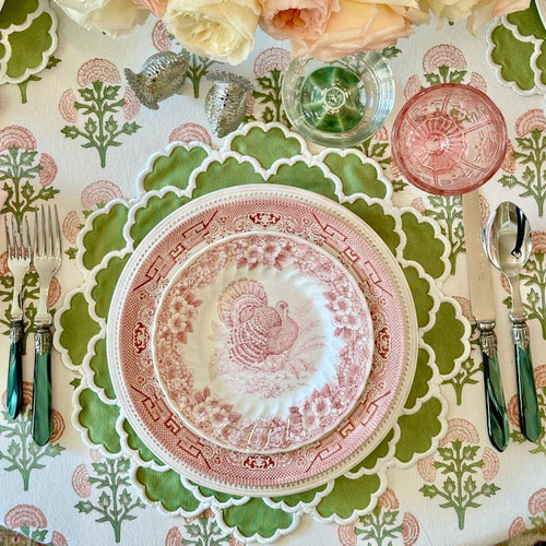 CRESSIDA GREEN ROUND FABRIC PLACEMAT
