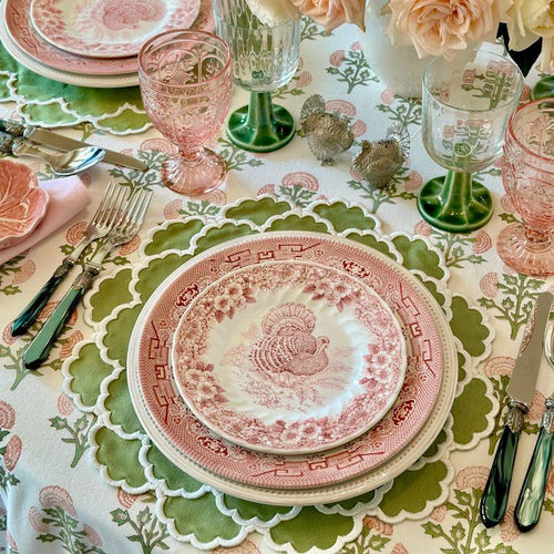 CRESSIDA GREEN ROUND FABRIC PLACEMAT
