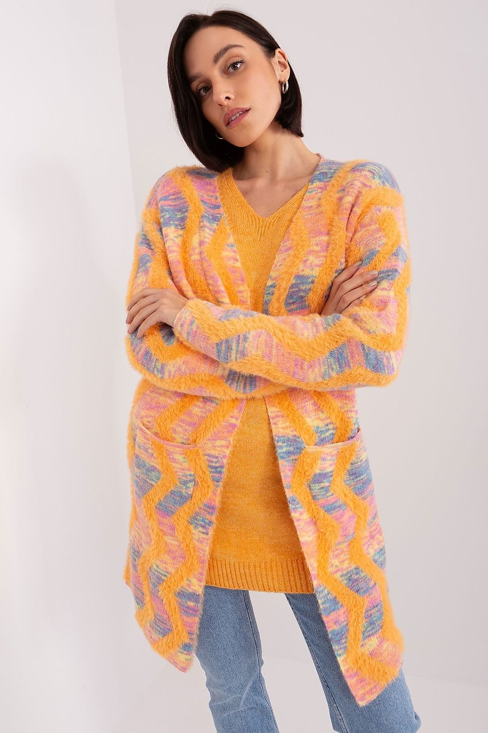 A.T. Geometric European Open Cardigan-model 188856