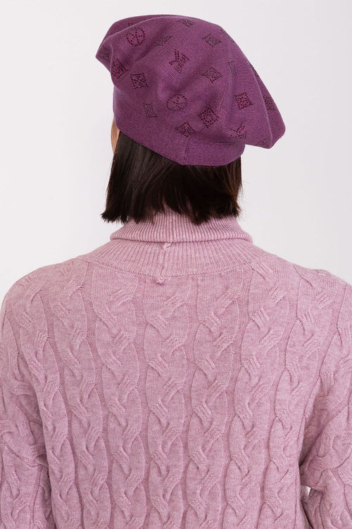 A.T. Knitted European Beret with Rhinestone Application