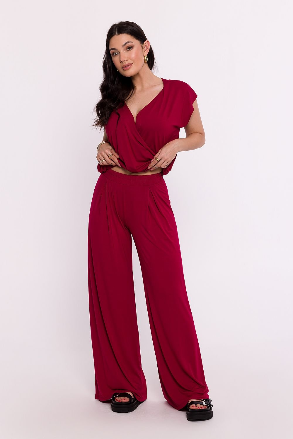 BeWear Women's Viscose Stretched Relaxed-Fit Trousers