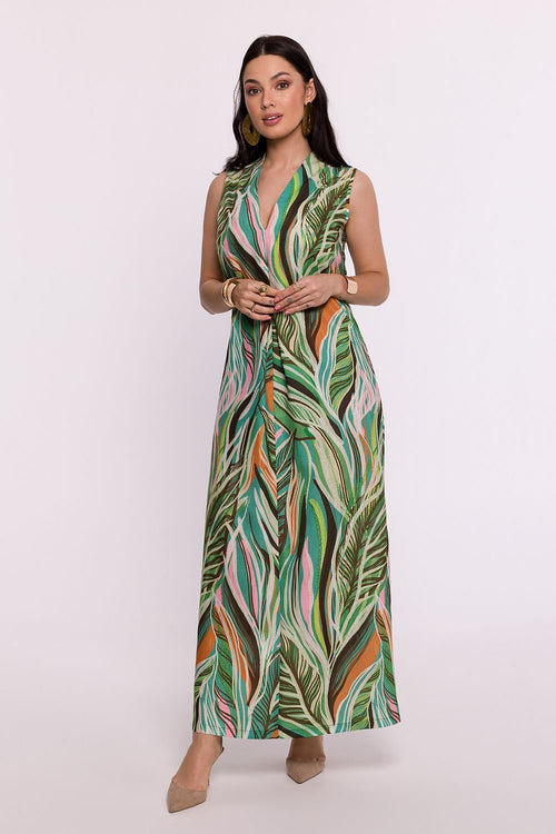 Bewear Women's Elegant Printed  Summer Sleeveless Maxi Dress